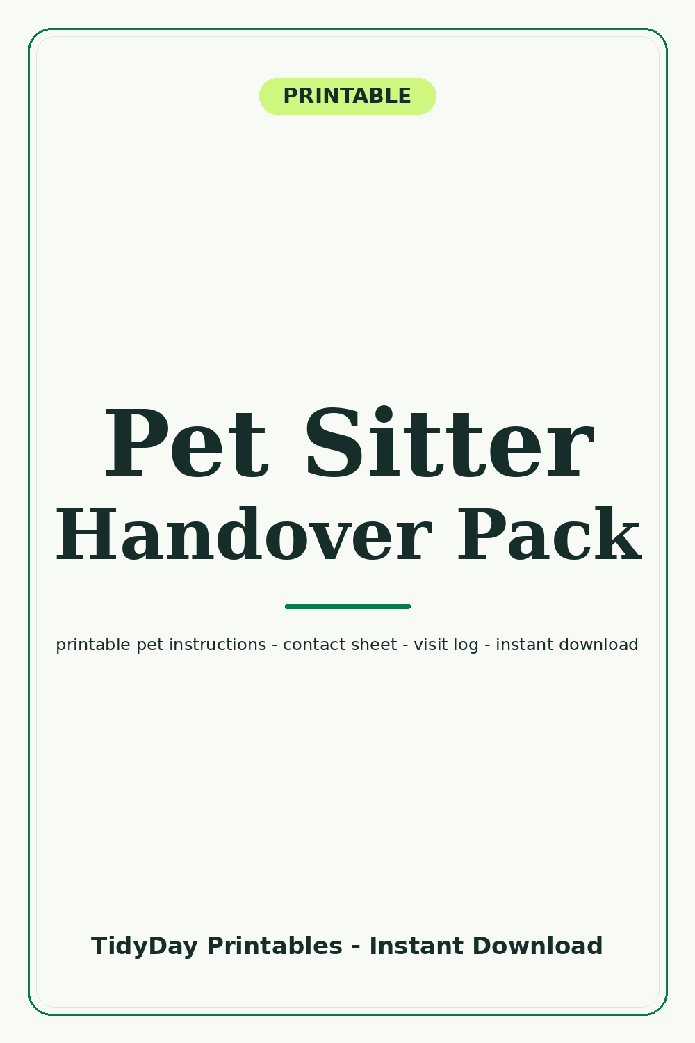 Printable pet sitter pack