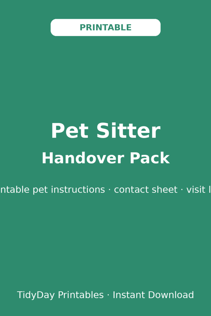 Pet Sitter Handover Pack | Printable Pet Instructions & Visit Log (A4 + US Letter)