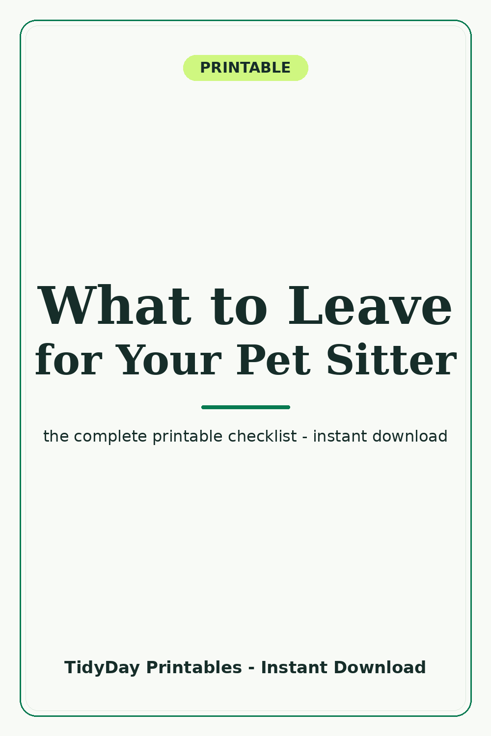 Printable pet sitter pack